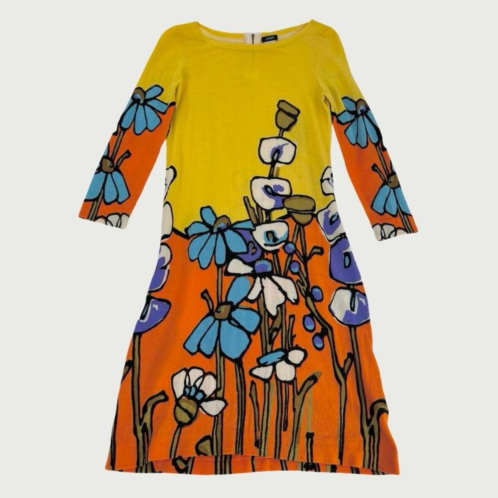 J. Crew Yellow and Orange Floral Dress